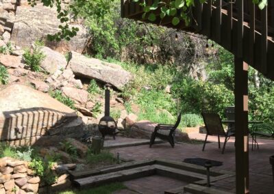 Riverside Retreat Cabin Back Patio View Stairs