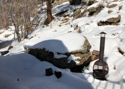 Riverside Retreat Cabin Snow Backview 2